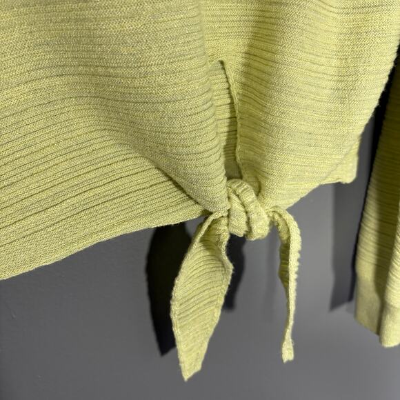 Mango MNG Women's Light Green Cozycore Tie Detail Sweater - Size Small - Comfort - Picture 3 of 6